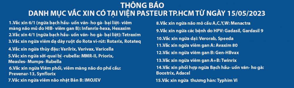 Vắc xin tiêm chủng dịch vụ tại Viện Pasteur TP.HCM